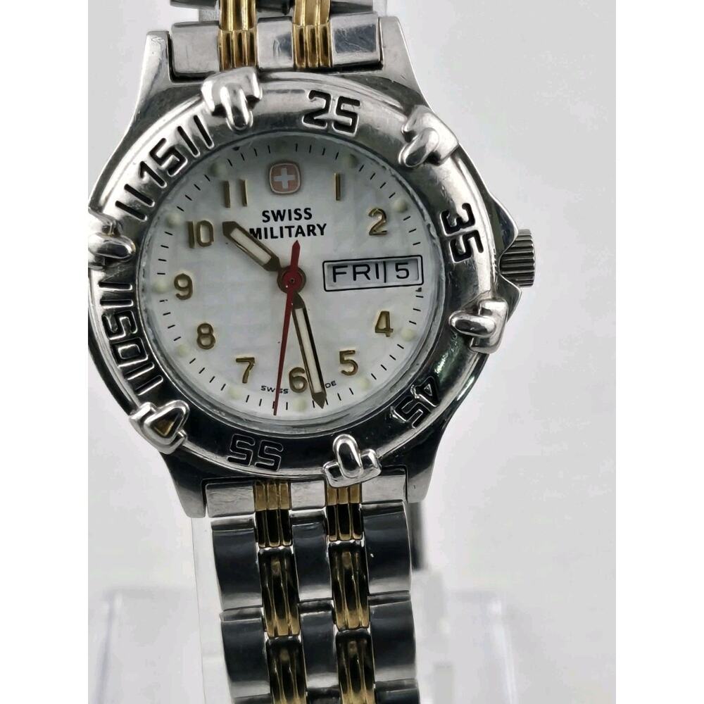 Swiss Military Vintage ’90s Ladies Day Date Quartz Watch New Battery Runs Great